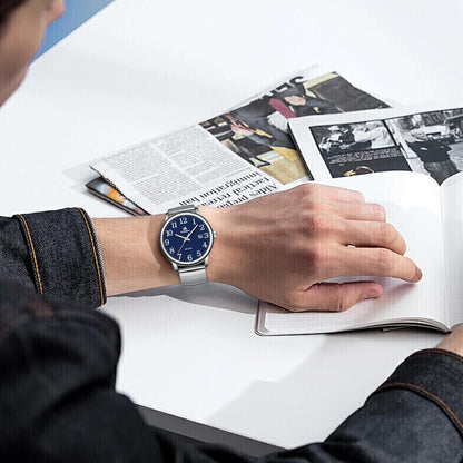 HOTLN LENQIN Mens Watches Stainless Steel Analog Quartz Watch for Men Easy Reader 38 mm Fashion Business Waterproof Men's Wrist Watches with Date and Expansion Band