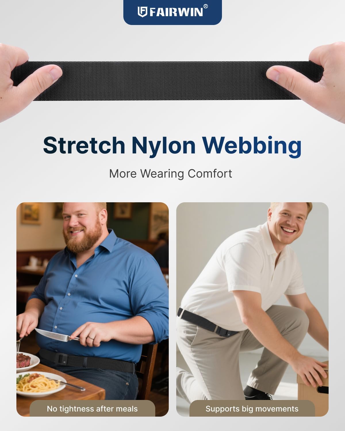 HOTFAIRWIN Ratchet Belt Men - Tactical Stretch Nylon Web Work Belts, Gift for Casual Jeans, Pants, Golf, and Everyday Use
