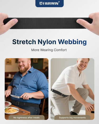 HOTFAIRWIN Ratchet Belt Men - Tactical Stretch Nylon Web Work Belts, Gift for Casual Jeans, Pants, Golf, and Everyday Use