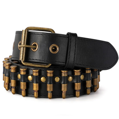 HOTSUOSDEY Black Studded Belt,Y2K Silver Metal Grommet Belt for Men Women Punk Rock Style for Jeans Pants