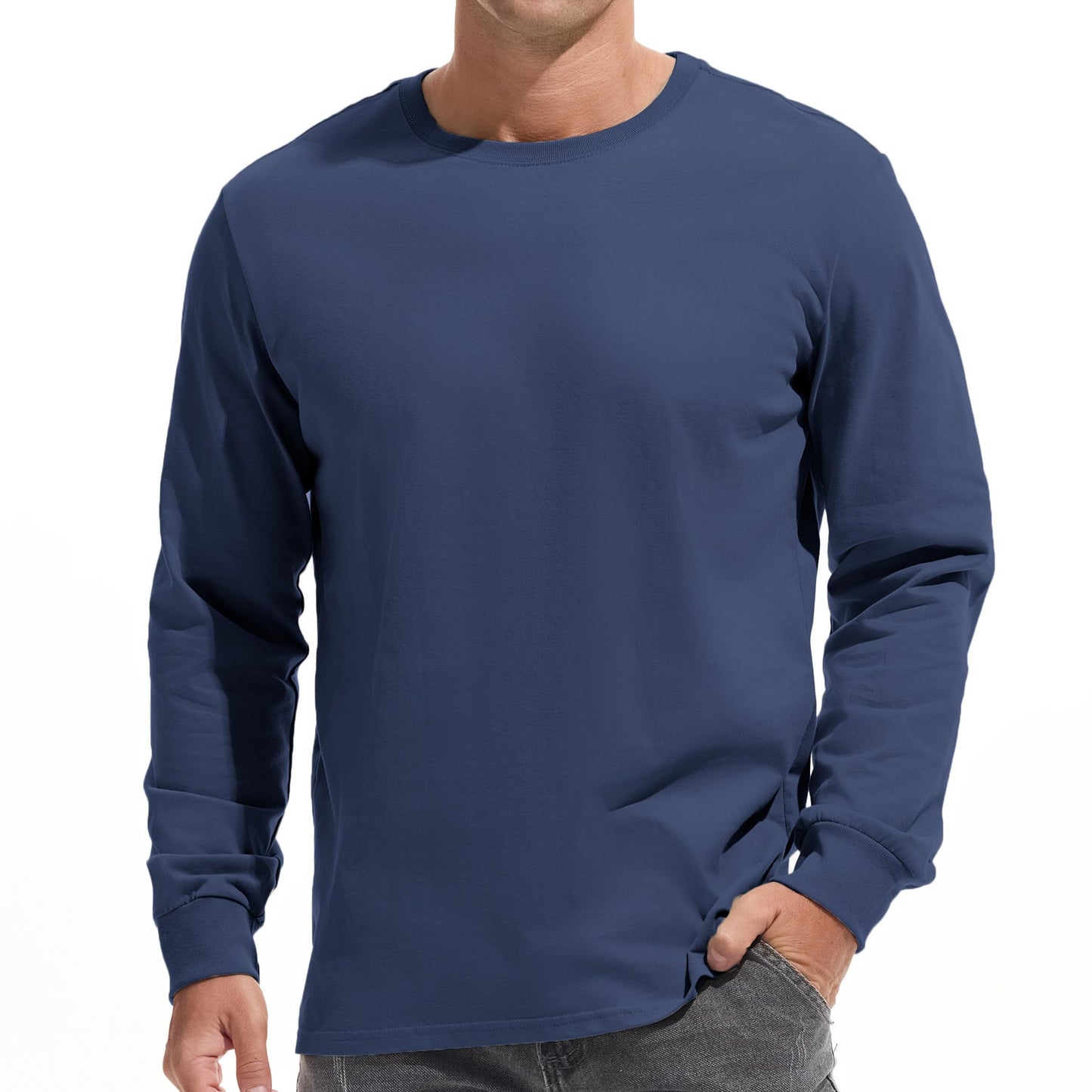 HOTVEIISAR Men's Heavy Weight Crew Neck T-Shirt Mens Premium Cotton Tee - Pre Shrunk S-3XL