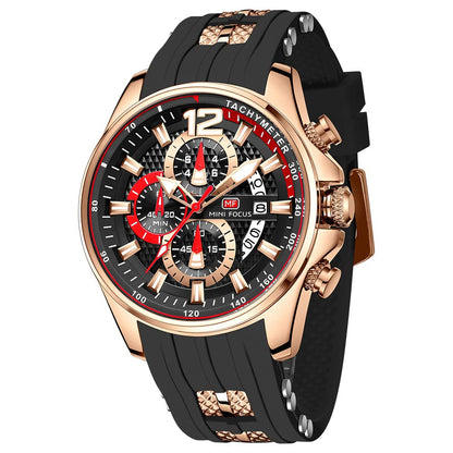 HOTMF MINI FOCUS Men Watch Casual Fashion Wrist Watches (Chronograph/Waterproof/Luminous/Calendar) Silicon Band Quartz Watches for Men