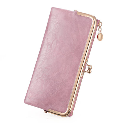 HOTGOIACII Womens Wallet Kiss Lock Bifold Leather Wallets for Women Green | Vintage Wallet for Women,Ladies Clutch Purse,Women's Card Holder Wallet with Zipper
