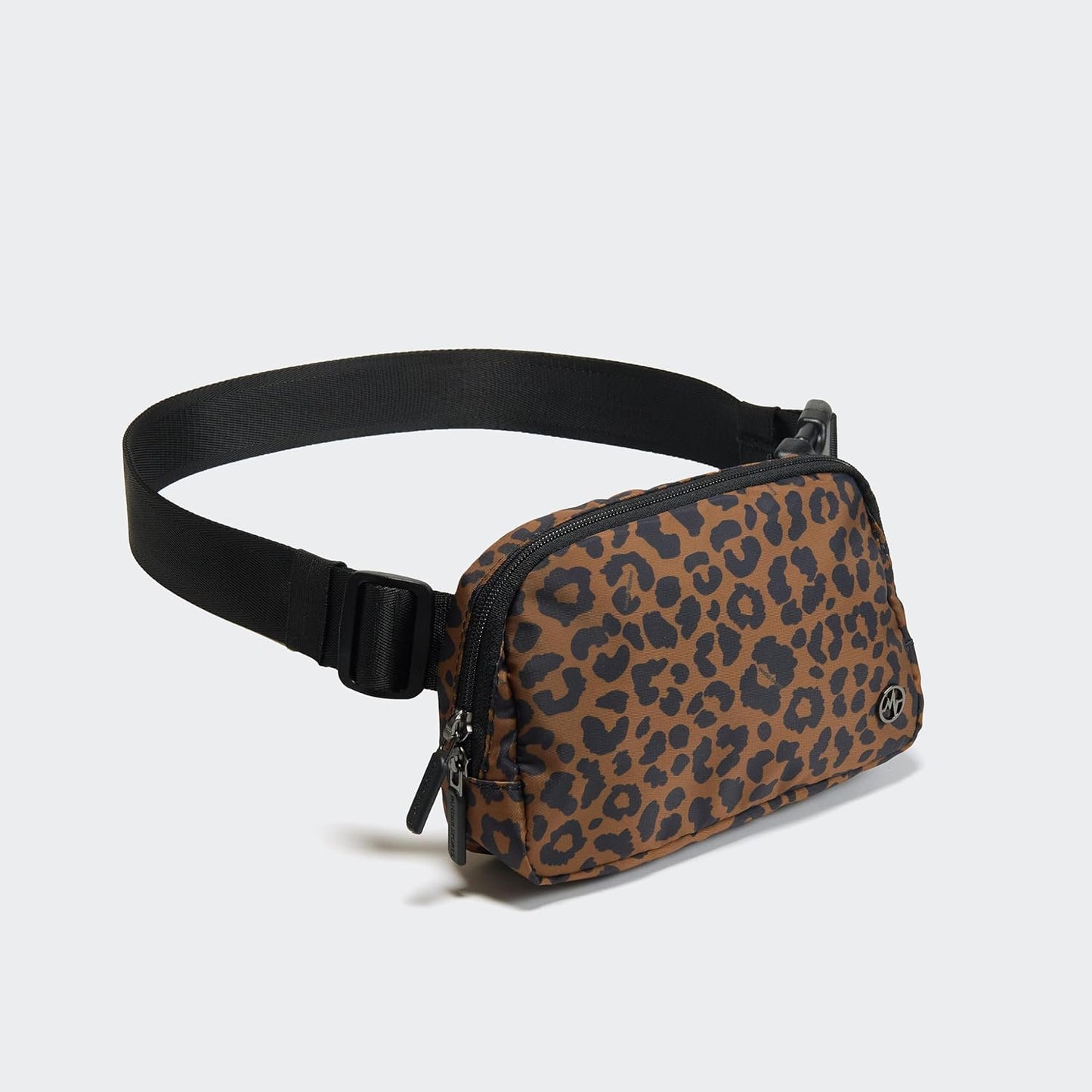 HOTPander Two Way Zipper Fanny Pack Nylon Everywhere Belt Bag for Women, Water Repellent Waist Packs, Crossbody Bags with Adjustable Strap (Midnight Leopard)