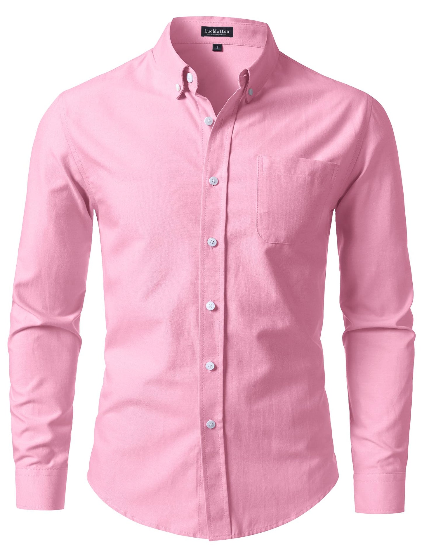 HOTLucMatton Men's Lightweight Oxford Long Sleeve Button Down Shirt Business Casual Slim fit Dress Shirts with Pocket