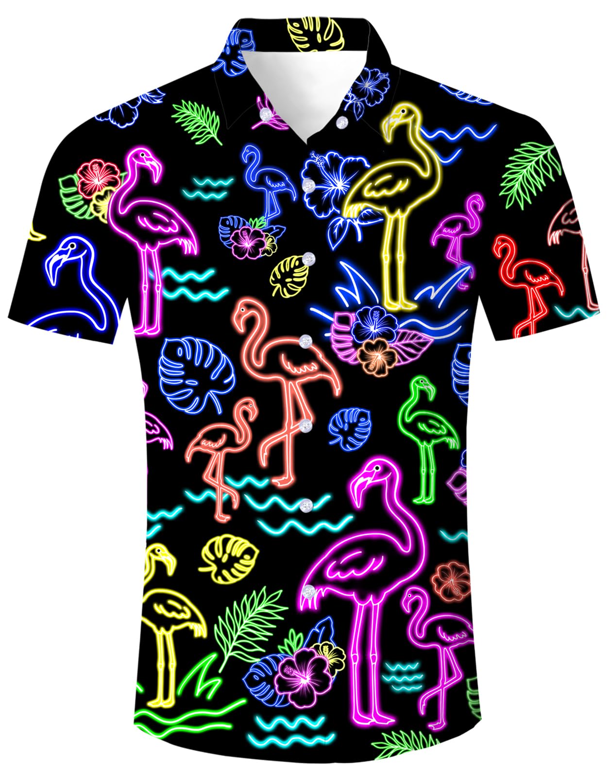 HOTuideazone Mens Funny Hawaiian Shirts 3D Graphic Button Down Short Sleeve Tropical Holiday Beach Aloha Shirt