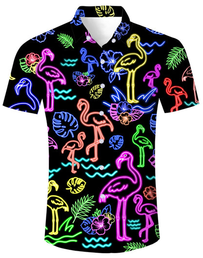 HOTuideazone Mens Funny Hawaiian Shirts 3D Graphic Button Down Short Sleeve Tropical Holiday Beach Aloha Shirt