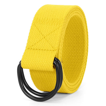 HOTJASGOOD Men Canvas Belt Web Fabric Casual Belt with Black Double D-ring 1 1/2" Wide Set of 2