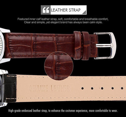 HOTSKMEI Business Men’s Quartz Wristwatches Roman Numeral Leather Band Casual Water Resist Analog Watches