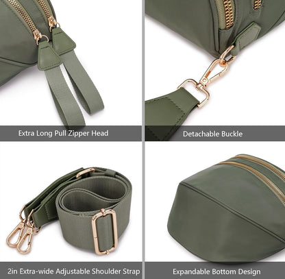 HOTPure Colour Crossbody Bum Bags for Women Spacious Checkered Cross body Bag Nylon Trendy Fanny Pack for Travel