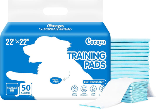 HOTCOCOYO Best Value 22"x22" Dog Training Pads 50 Count | Dog Pee Pads | Super Absorbent Puppy Pads,White