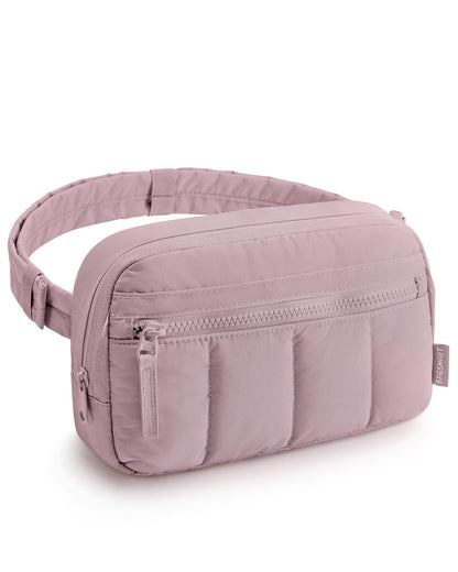 HOTBAGSMART Fanny Packs for Women Cross Body, Quilted Puffy Belt Bag with Pockets, Fashion Waist Packs for Traveling Hiking Black