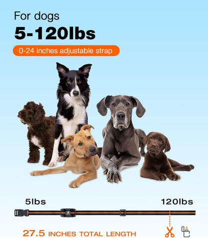 HOTBousnic Dog Shock Collar - 3300Ft Dog Training Collar with Remote for 5-120lbs Small Medium Large Dogs Rechargeable Waterproof e Collar with Beep (1-8), Vibration(1-16), Safe Shock(1-99) (Orange)
