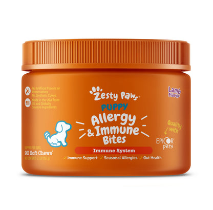 HOTZesty Paws Dog Allergy Relief Chews, Dog Probiotics for Itchy Skin and Ears, Salmon, 90ct