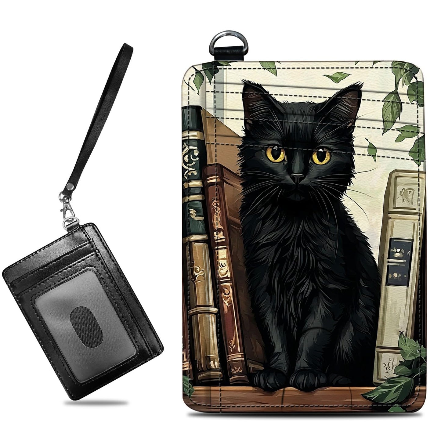 HOTCute Credit Card Holder with Zipper, Crow Skull RFID-Blocking Card Case Small Wallet for Women Men, Multi-slot Card Organizer Case Travel Accordion Wallet