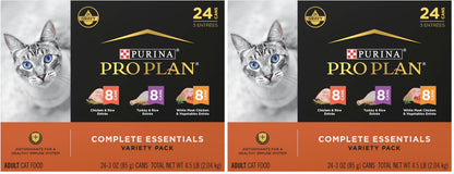 HOTPurina Pro Plan Gravy, High Protein Wet Cat Food Variety Pack, Complete Essentials Chicken and Turkey Favorites - (Pack of 24) 3 oz. Cans