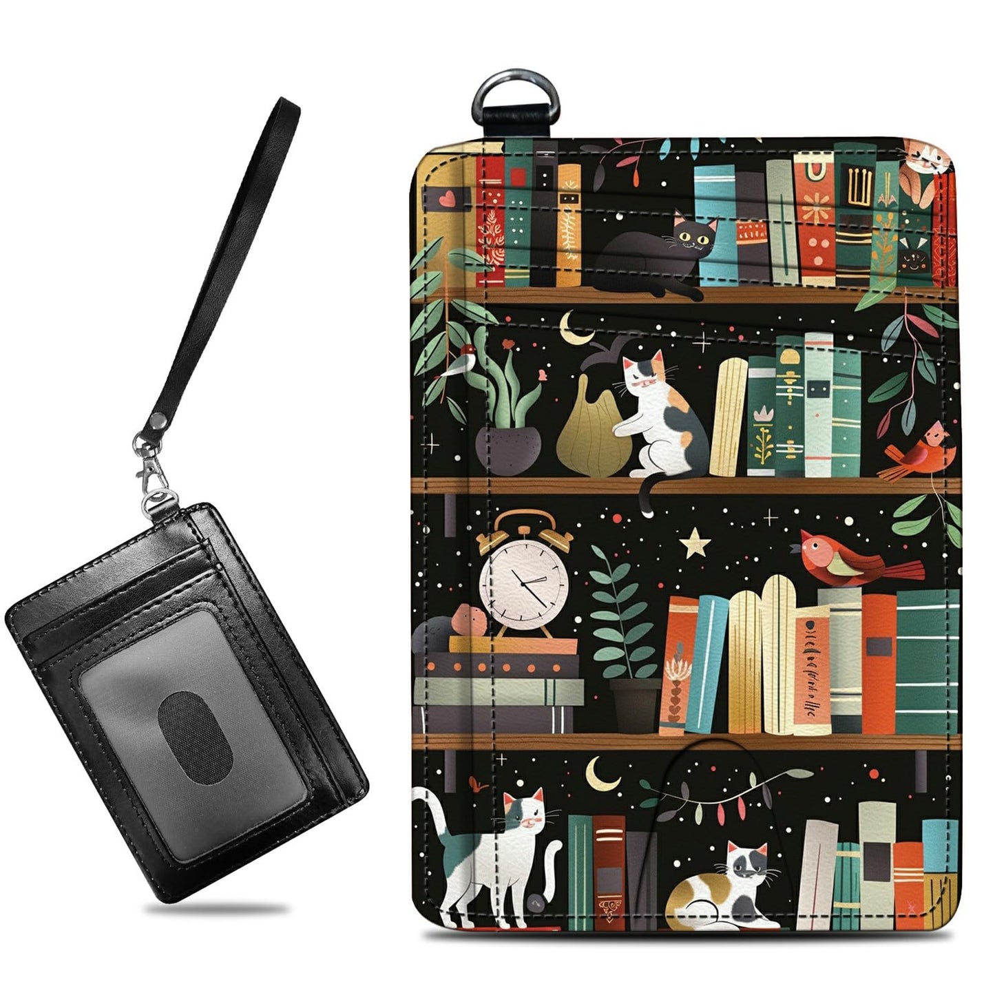 HOTCute Credit Card Holder with Zipper, Crow Skull RFID-Blocking Card Case Small Wallet for Women Men, Multi-slot Card Organizer Case Travel Accordion Wallet