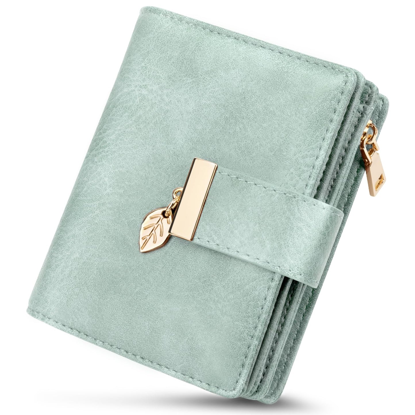 HOTHUANLANG Small Wallets for Women Rfid Blocking Leather Bifold Credit Card Holder Ladies Wallet Zipper Pocket with ID Window