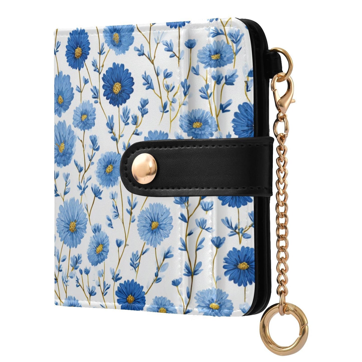 HOTElegant Peonies and Irises Rfid Women Wallet 1 Pack Cute Coin Purse PU Leather Small Wallets Credit Card Holder Bifold Zipper Thin Travel Wallet for Female Ladies Teen Girls Girly