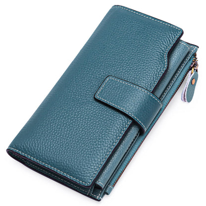 HOTSENDEFN Women Leather Wallets RFID Blocking Clutch Card Holder Ladies Purse with Zipper Pocket