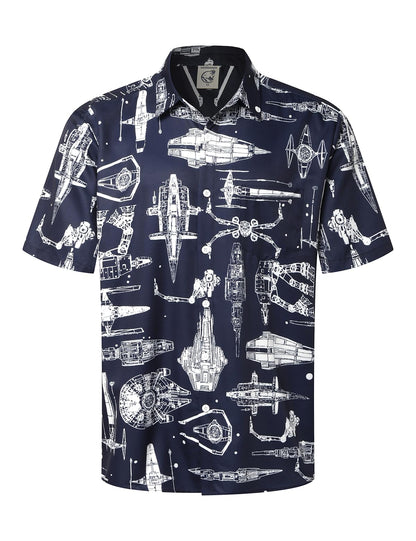 HOTHardaddy Men's Hawaiian Shirt Short Sleeves Printed Button Down Summer Beach Casual Shirts