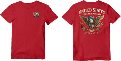 HOT250 Years American Flag Shirts for Men: 4th of July T Shirt 1776-2026 USA Patriotic Tee Tops