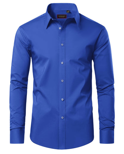HOTLion Nardo Cotton Mens Dress Shirts Long Sleeve Wrinkle Free Business Casual Button Down Shirts Formal Shirts Big and Tall