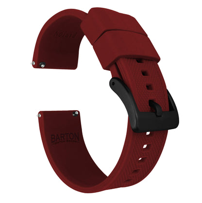 HOTBARTON Elite Silicone Watch Bands - Quick Release - Choose Strap Color & Buckle Color (Stainless Steel, Black PVD or Gunmetal Grey) - 18mm, 20mm, 22mm & 24mm Watch Straps