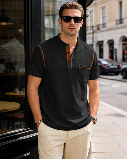 HOTMen's Henley Shirt Short Sleeve T-Shirt Casual Top Pullover Summer Lightweight Tee Shirts with Button