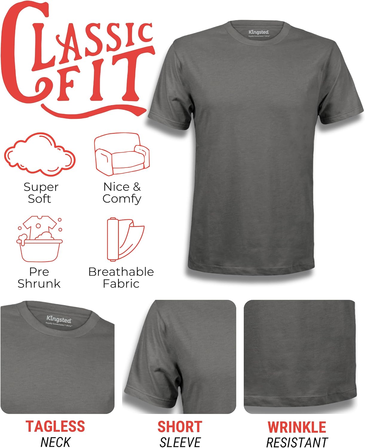 HOTKingsted T-Shirts for Men Pack - Royally Comfortable - Super Soft Premium Fabric - Well-Crafted Classic Tee