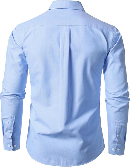 HOTLucMatton Men's Lightweight Oxford Long Sleeve Button Down Shirt Business Casual Slim fit Dress Shirts with Pocket