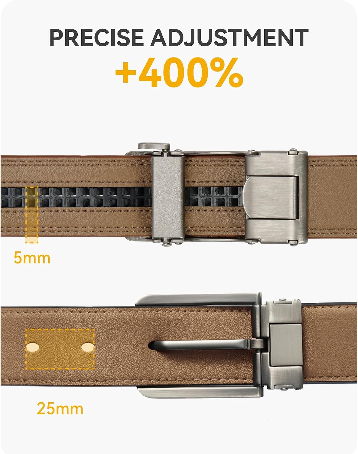 HOTCHAOREN Ratchet Belts for Men - 1.5" Mens Belt Genuine Leather for Causual Jeans - Customizable Style, Versatile Fit