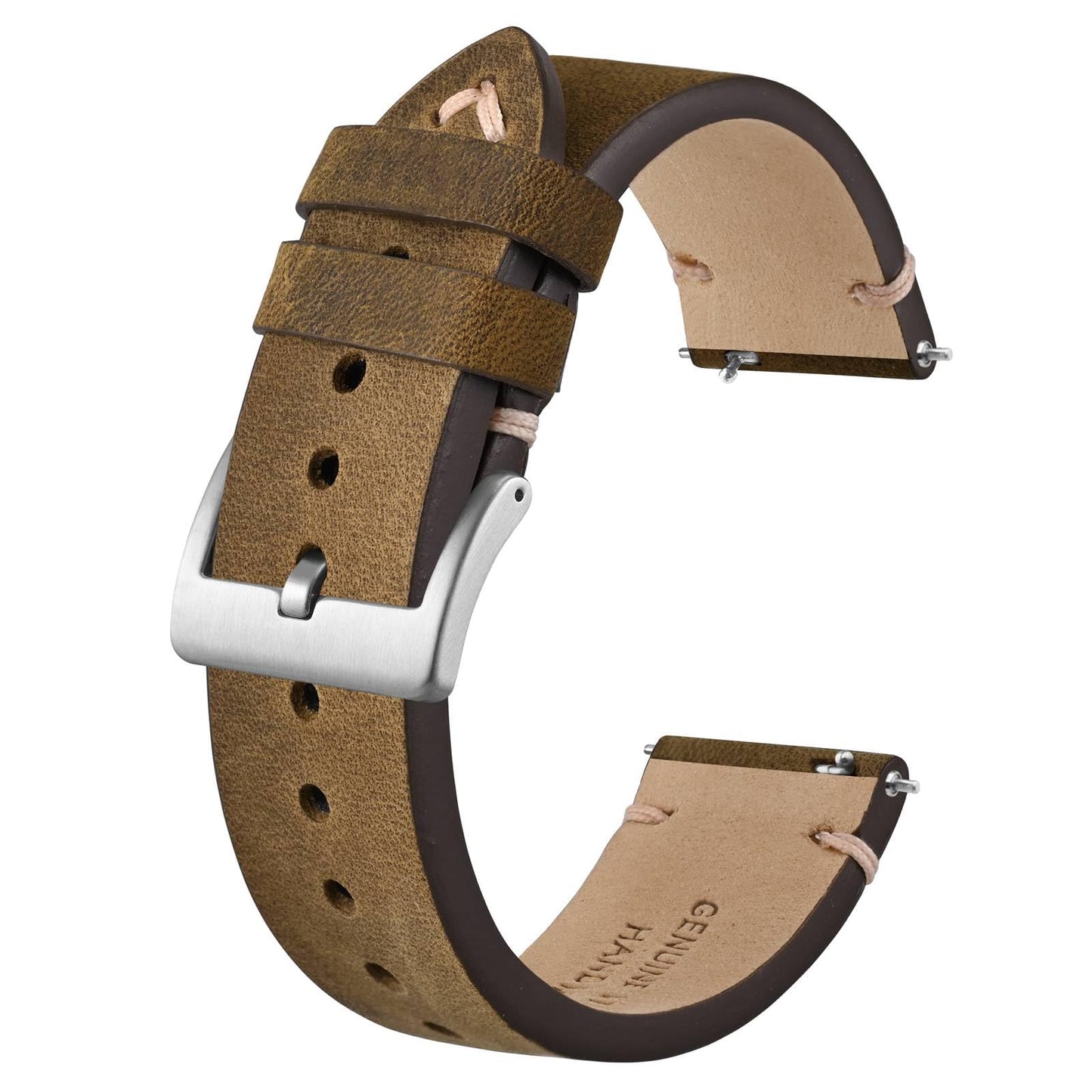 HOTBISONSTRAP Distressed Leather Watch Strap, Watch Replacement Bands for Men, Quick Release Spring Bars, Band Width 18mm 19mm 20mm 22mm 24mm