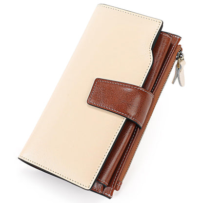 HOTSENDEFN Women Leather Wallets RFID Blocking Clutch Card Holder Ladies Purse with Zipper Pocket