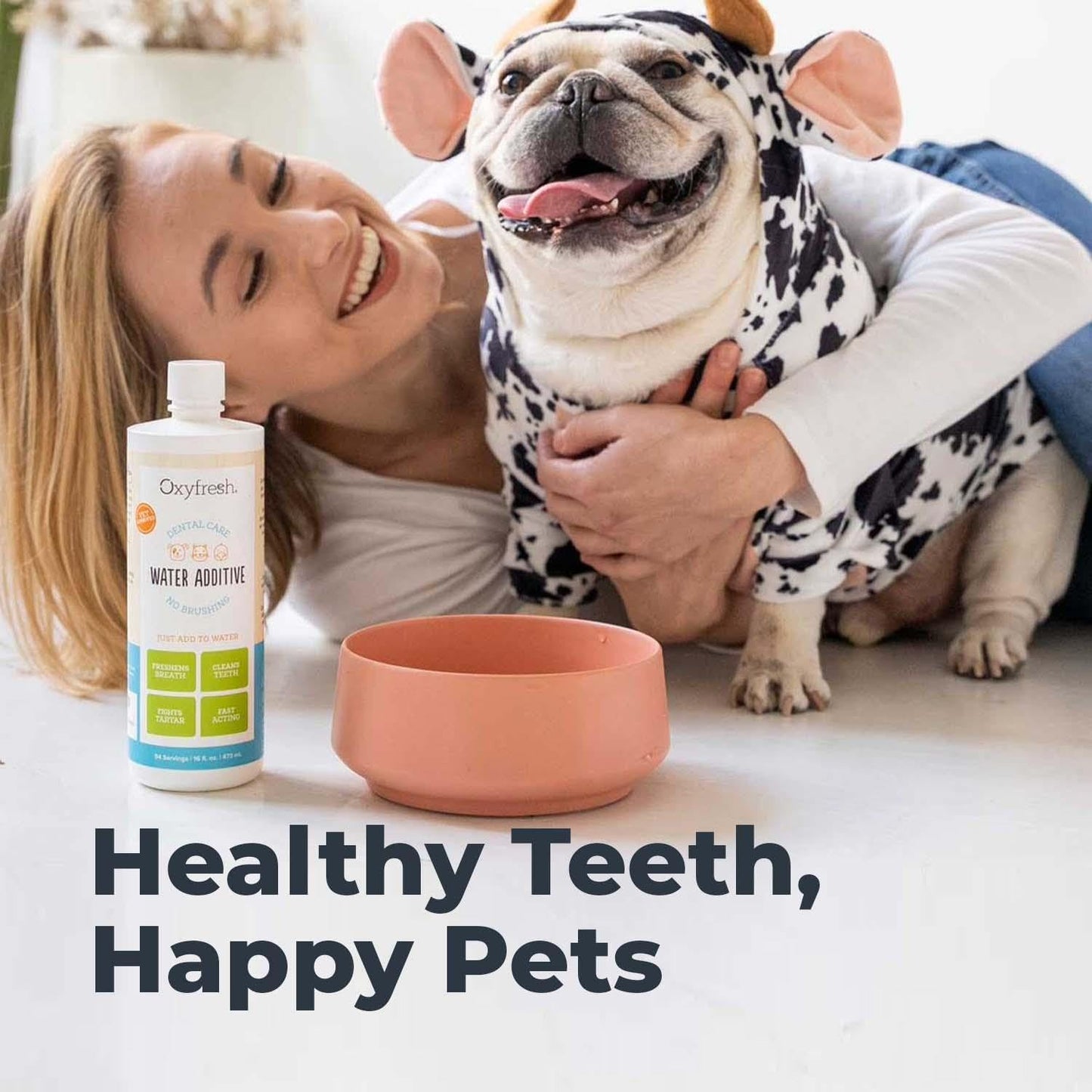 HOTOxyfresh Premium Pet Dental Care Solution Pet Water Additive: Best Way to Eliminate Bad Dog Breath and Cat Bad Breath - Fights Tartar & Plaque - So Easy, Just Add to Water! Vet Recommended 16 oz.