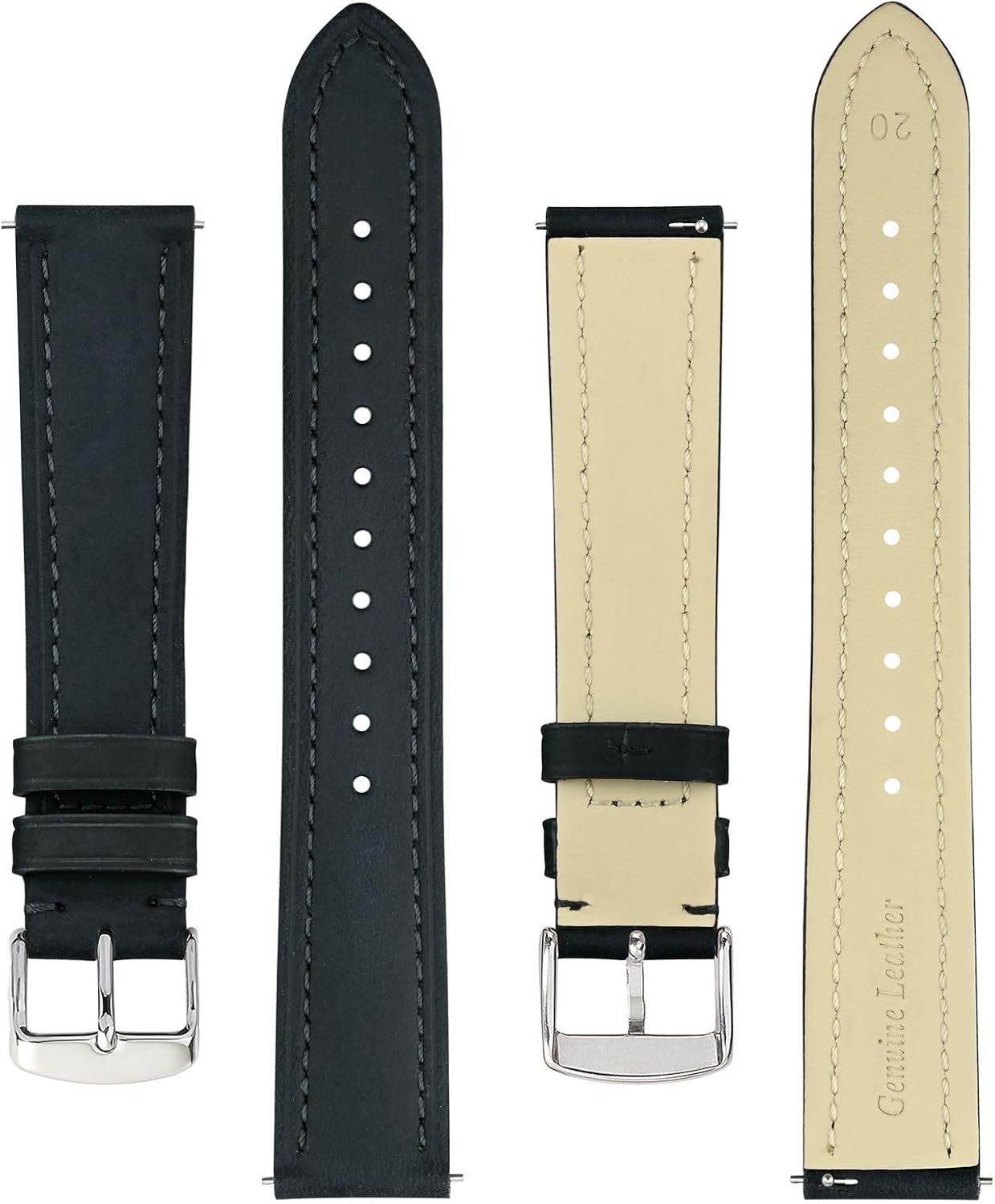 HOTBISONSTRAP Extra Long Watch Bands 18mm 20mm 22mm 24mm, Leather Watch Straps for Men, XL Replacement Strap for Large Wrists