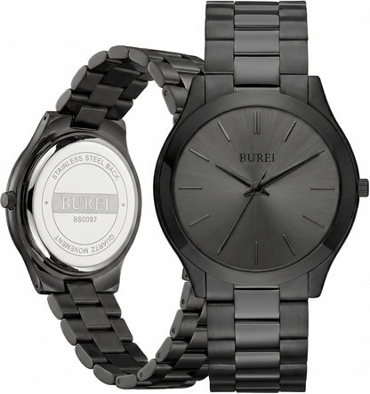 HOTBUREI Men Watches Gifts for Men Fashion Stainless Steel Analog Quartz Waterproof Watches for Mens