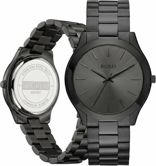 HOTBUREI Men Watches Gifts for Men Fashion Stainless Steel Analog Quartz Waterproof Watches for Mens