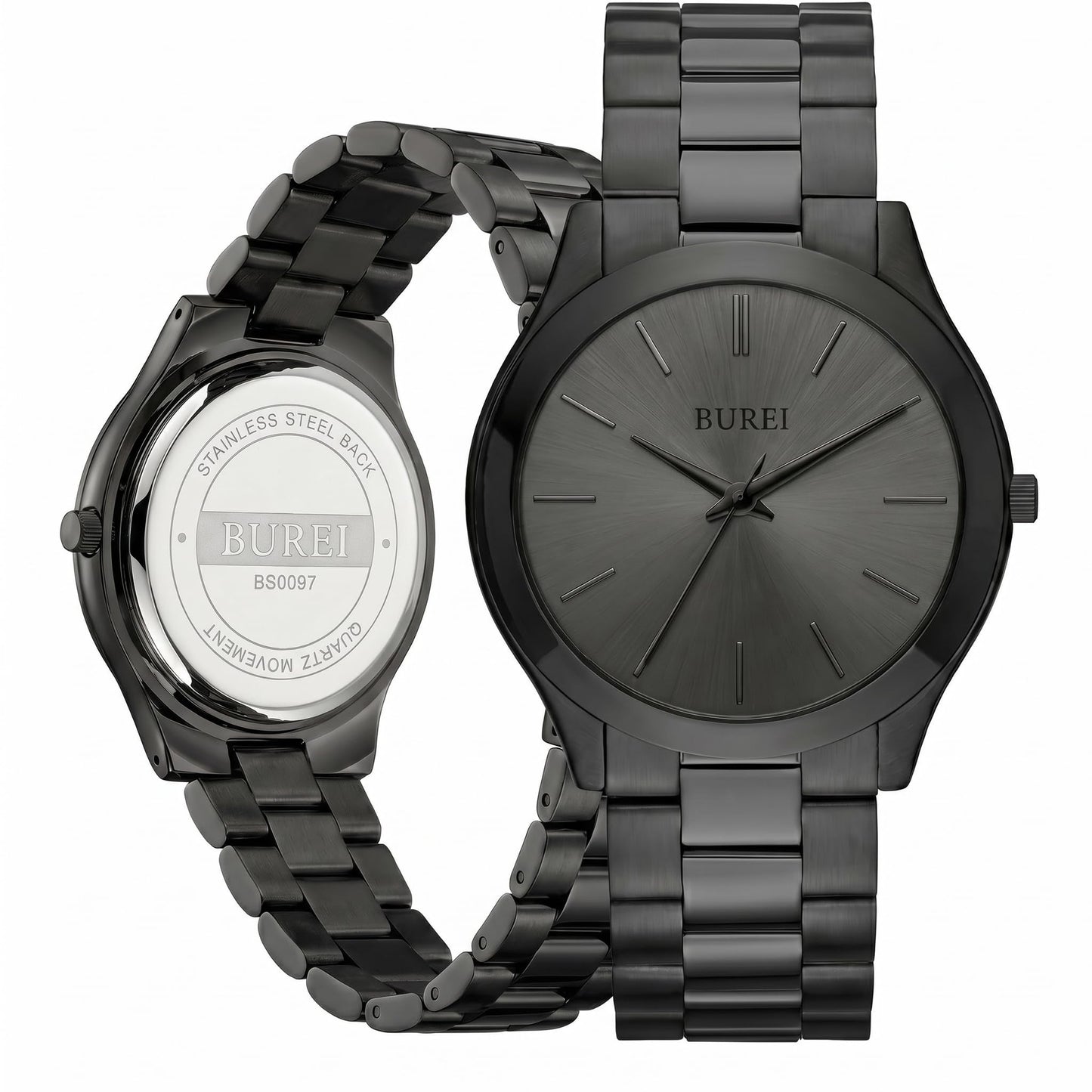 HOTBUREI Men Watches Gifts for Men Fashion Stainless Steel Analog Quartz Waterproof Watches for Mens
