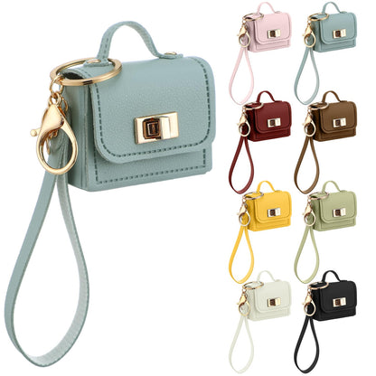 HOTLiliaafar 8 Pcs Mini Backpack Keychain Mini Coin Purses for Women Cute PU Leather Makeup Bag with Keychain, Multi Pocket Card Holder Cable Organizer Giftable Zipper Pouch (Minimalist)