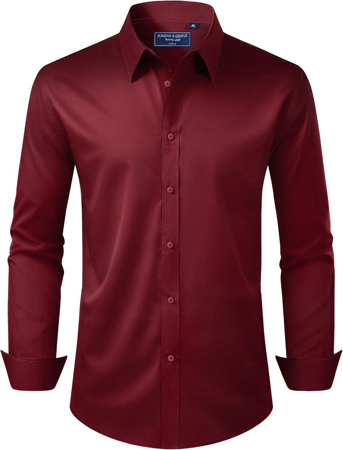 HOTAlimens & Gentle Men's Dress Shirt Regular Fit Stretch Stain Shield Long Sleeve Solid Business Wedding Button Down Shirts
