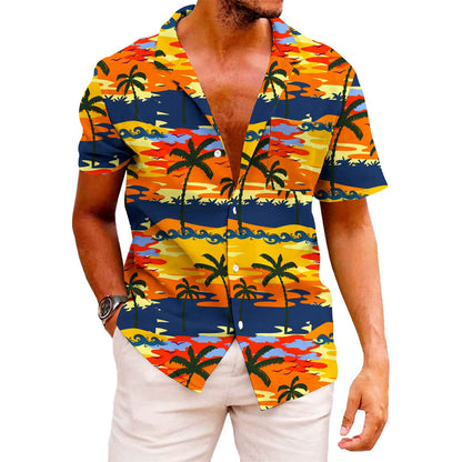 HOTKYKU Funky Hawaiian Shirt for Men Palm Beach Shirts Tropical Vacation Clothes