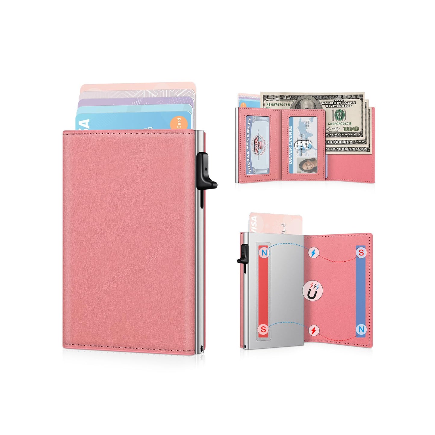 HOTSmall Wallet Women RFID Blocking Slim Card Wallet - Compact Credit Card Holder for 9-12 Cards with Cash Slot & Clear ID Window, Birthday Gifts for Women