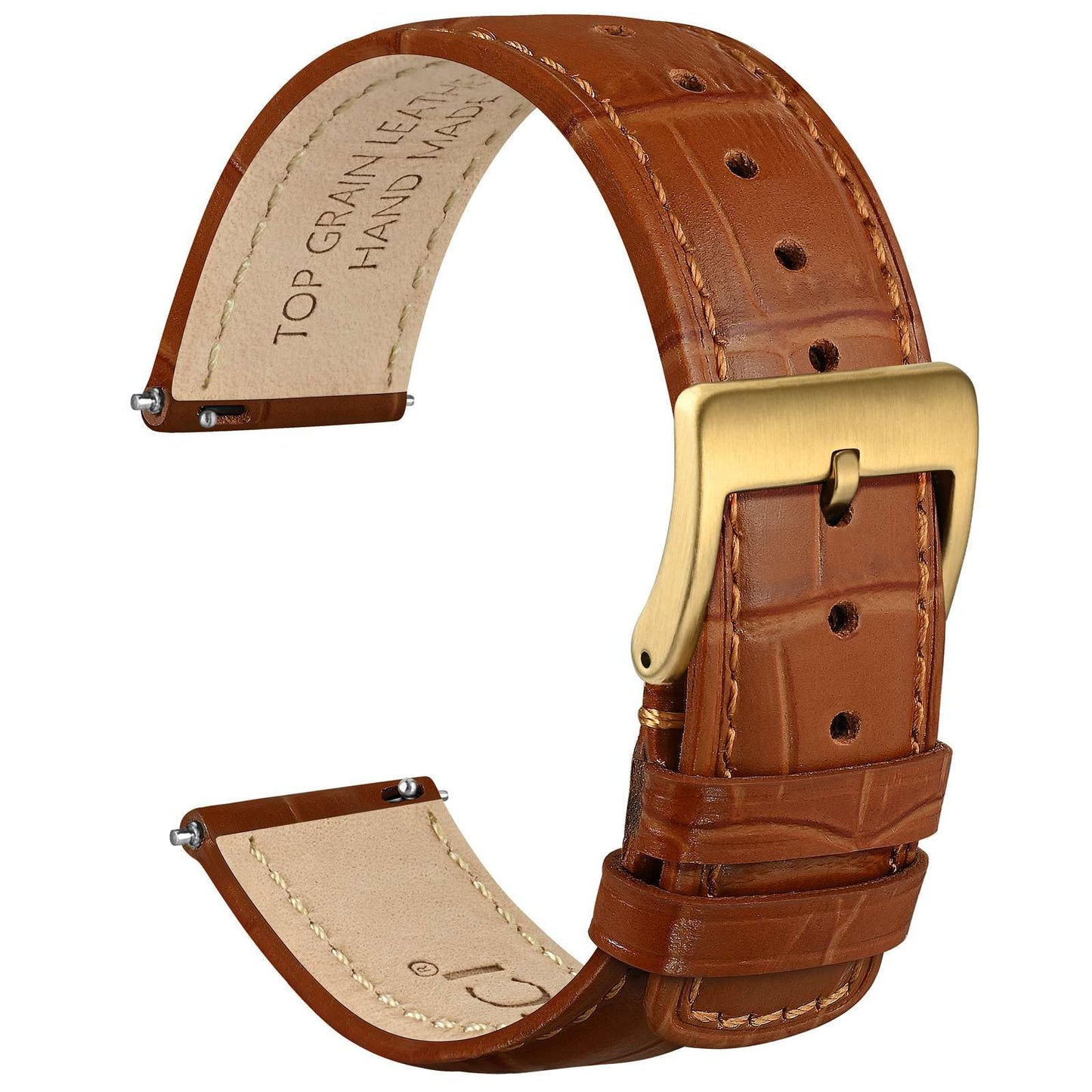 HOTWOCCI Watch Bands, Top Grain Leather, Embossed Alligator Grain, Quick Release, Band Width 18mm 20mm 22mm