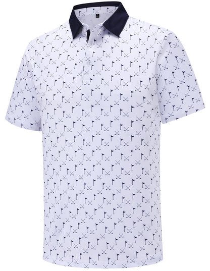 HOTMens Golf Polo Shirts Short Sleeve Moisture Wicking Dry Fit Performance Casual Funny Golf Polo Shirts for Men