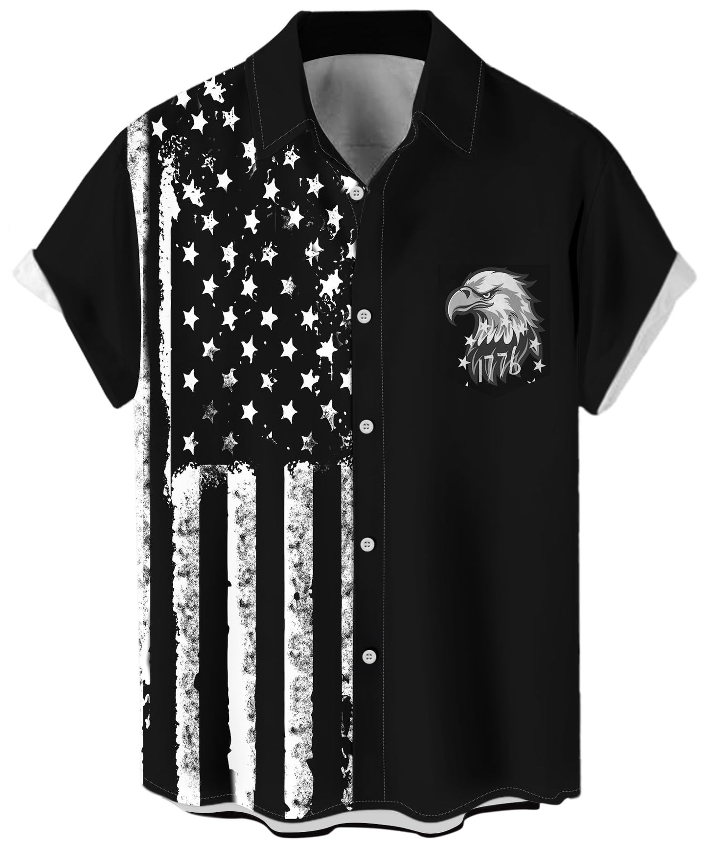 HOTWHO IN SHOP Men's 4th of July American Flag Patriotic Shirts Short Sleeve Button Up USA Memorial Day Shirts