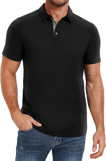 HOTPEGENO Mens Polo Shirts Short Sleeve Casual Cotton Golf Shirts Performance Polo Shirts for Men