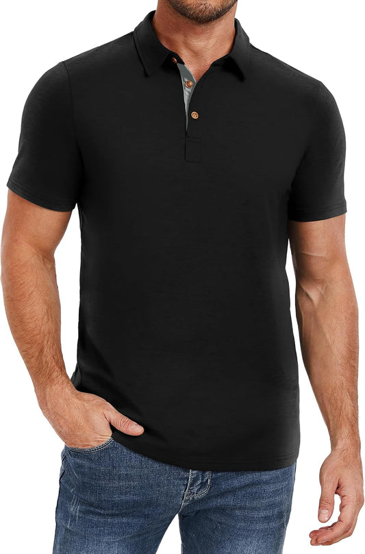 HOTPEGENO Mens Polo Shirts Short Sleeve Casual Cotton Golf Shirts Performance Polo Shirts for Men