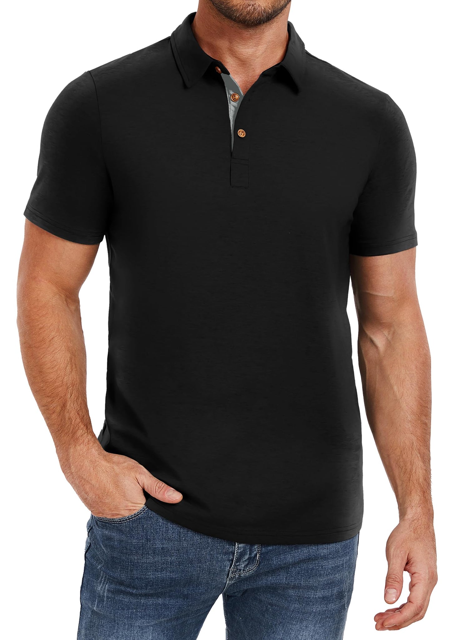 HOTPEGENO Mens Polo Shirts Short Sleeve Casual Cotton Golf Shirts Performance Polo Shirts for Men
