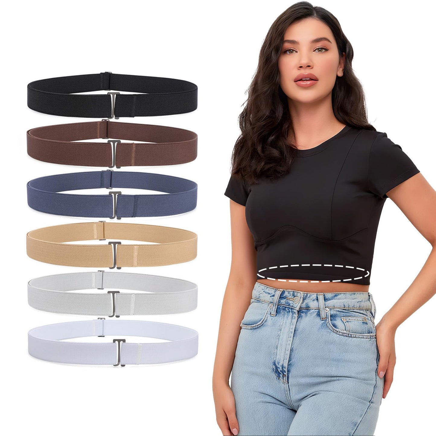 HOTXZQTIVE No-Show Crop Band Belt for Women & Men, Adjustable Tuck Band for T-Shirt, Sweater Tucking
